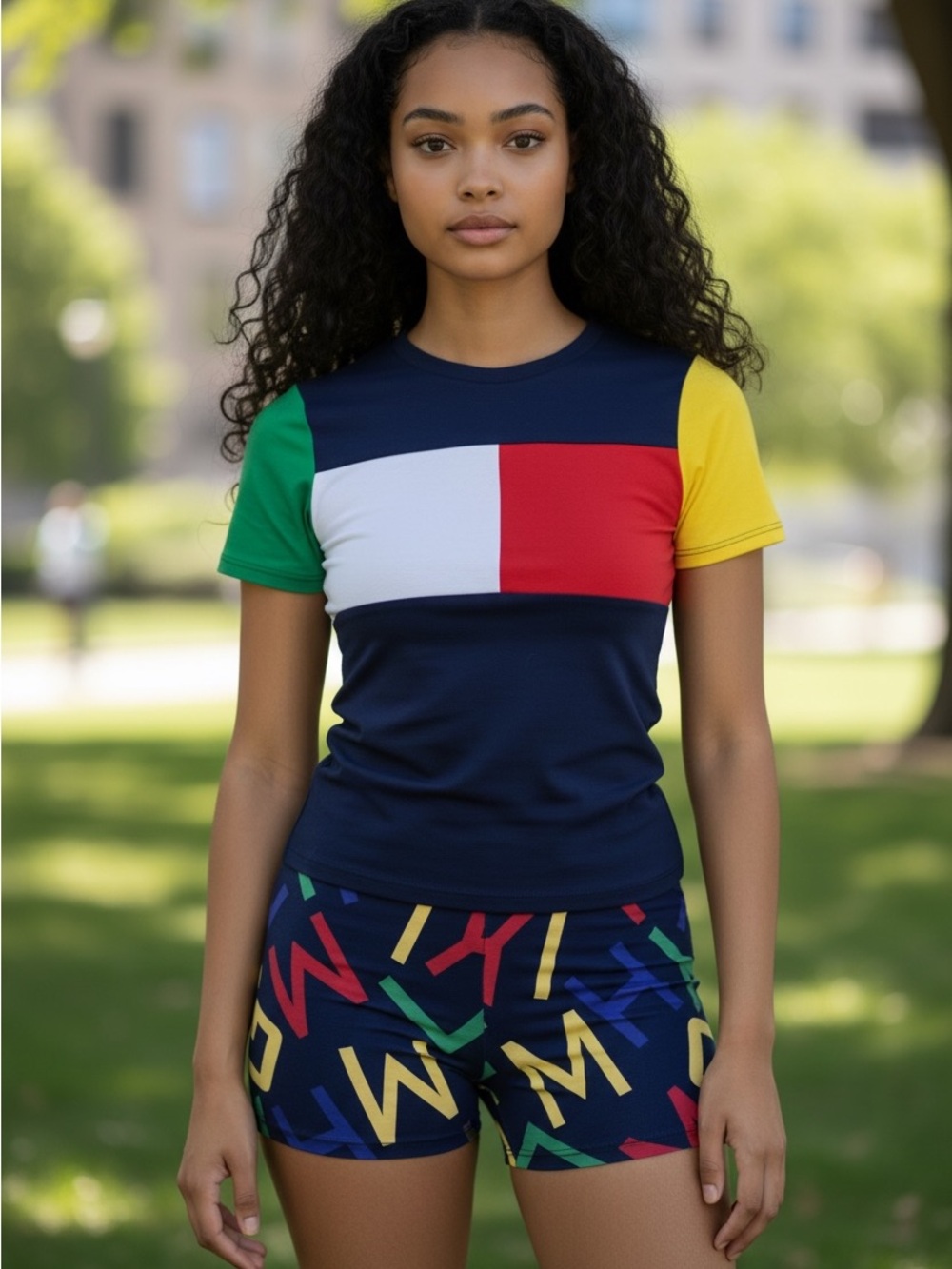 Color Block Short Set